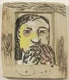 Deborah Bell, Madonna della Misericordia, carved, painted and incised ceramic slab