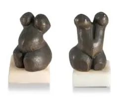 Nudes, two by Lorraine Edelstein, bronze, on a stone base, sold Apr 2022