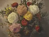 Vase of Chrysanthemums by Tinus de Jongh, oil on canvas, sold Apr 2022
