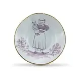 Dish, hand painted with a Staffordshire figure by Hylton Nel, gilded manganese glazed earthenware, sold Apr 2022