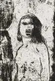 Robert Hodgins, Girl, etching on paper