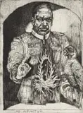 The General's Parrot by Diane Victor, etching, sold Mar 2022