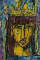 Alexis Preller, Sketch for the Flower King, watercolour and mixed media on card
