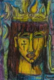 Alexis Preller, Sketch for the Flower King, watercolour and mixed media on card