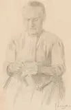Frans Oerder, Woman Holding a Cloth, pencil on paper