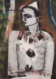 Profile of a Pierrot by Carl Büchner, oil on canvas laid down on board, offered Mar 2022