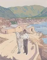 Carl Becker, Fisherman, gouache on paper