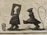 William Kentridge, Lexicon (Parade), chine collé and etching on paper