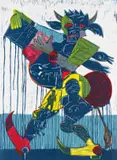 Blessing Ngobeni, Tax Payer, colour linocut