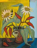 Nicolaas Maritz, Composition with Anthropomorphic Vase and Sunflowers