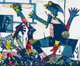 Blessing Ngobeni, Emotional Scars (Diamond Conflic (sic)), colour linocut