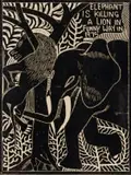 Elephant is Killing a Lion in Funny Way in 1975 by John Muafangejo, linocut on paper, sold Mar 2022