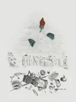 Colin Richards, In the Bud, hand coloured etching on paper