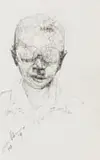 Nelson Makamo, Boy with Glasses, ink on paper
