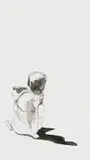 Nelson Makamo, Seated Child, pen and ink on paper