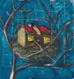 Senzo Shabangu, Isidleke (Nest), acrylic, charcoal and chalk pastel on paper