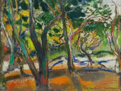 Herbert Coetzee, Landscape with Trees, gouache on paper