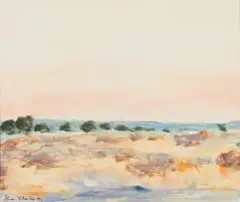 Sunset over Biesebvlakte, N. E. Etosha by Alice Elahi, watercolour on card, sold Mar 2022