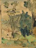 Landscape with Cottage and Trees by Maud Sumner, watercolour on paper, sold Mar 2022