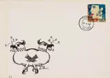 Fook Envelope and Stamp by Walter Battiss, watercolour adhered to printed commercial envelope, sold Mar 2022