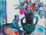 Herbert Coetzee, Still Life with Flowers in Amphora-Shaped Vase
