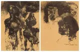 Ezrom Legae, Abstract Faces; Abstract Figures, two, ink on paper