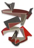 Olaf Bisschoff, Red Escher Nightmare, oil on laser-cut wood panel