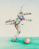Red Lipped Ballerina in Action against an Erotic Giraffe Ball by Norman Catherine, airbrush on paper, sold Mar 2022