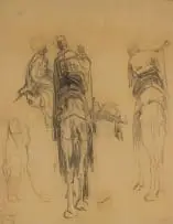 Study for Three Wise Men by Frans Oerder, charcoal on brown paper, offered Mar 2022