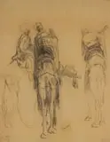 Frans Oerder, Study for Three Wise Men, charcoal on brown paper
