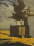Landscape with Building and Tree by Andrew Verster, oil on canvas, offered Mar 2022