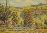 Erich Mayer, Kranse at Khabos, Basutoland, oil on canvas