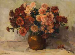 Frans Oerder, Herfs Asters/Chrysanthemums, oil on canvas
