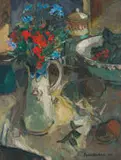 Eben van der Merwe, Still Life with Flowers in a Jug
