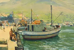 Dino Paravano, Hout Bay Harbour – Cape, oil on canvas