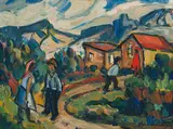 Stefan Ampenberger, Landscape with Houses and Figures
