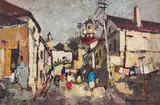 George Enslin, Bo-Kaap Street Scene with Washing Line, oil on canvas