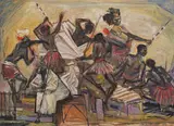 Armando Baldinelli, African Dancers, oil on board