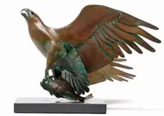 Robin Lewis, Fish Eagle, bronze with a brown patina on a granite base