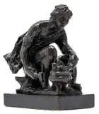 Le Petit Forgeron (The Little Blacksmith) by Pierre-Auguste Renoir and Richard Guino, bronze with a dark brown patina on a painted wooden base, offered Mar 2022