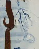 Andrew Walford, Abstract in Blue with Carp, painted and glazed ceramic tile