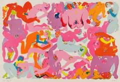 Walter Battiss, Orgy 4, colour screenprint on paper