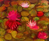 Bronwen Findlay, Waterlilies, oil on canvas
