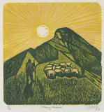 Peter Clarke, Morning Pastorale, coloured woodcut on paper