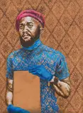 Bambo Sibiya, Man with Blue Gloves, mixed media