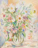 Kenneth Baker, Daisies in a Vase, oil on board