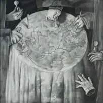 Diek Grobler, At the Conqueror's Table, oil on board