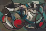 Hennie Niemann Snr, Abstract Still Life with Jug and Fruit