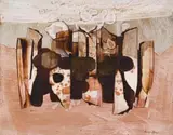 Abstract Composition in Brown by George Boys, oil on board, offered Nov 2021