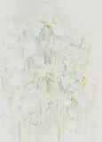 Erica Berry, Irises and Daffodils, watercolour and pencil on paper